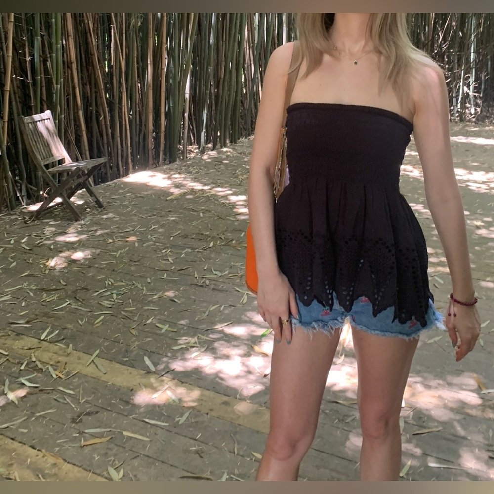 Strapless ulla Johnson eyelet tube top